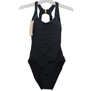 Andie Swim Womans size XXS The Catalina One Piece Swimsuit in Black Halter NEW